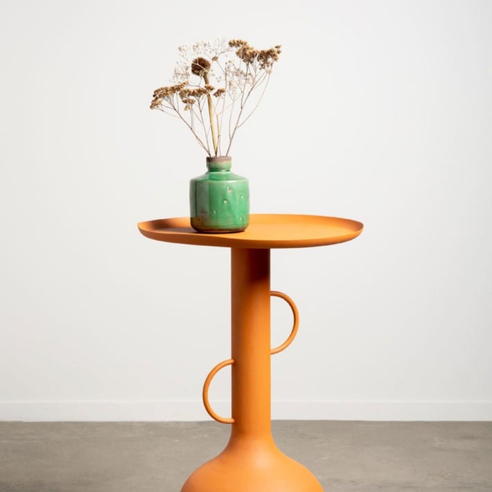 Unique Table Forms Orange metal high side table Forms | Simblist Group
