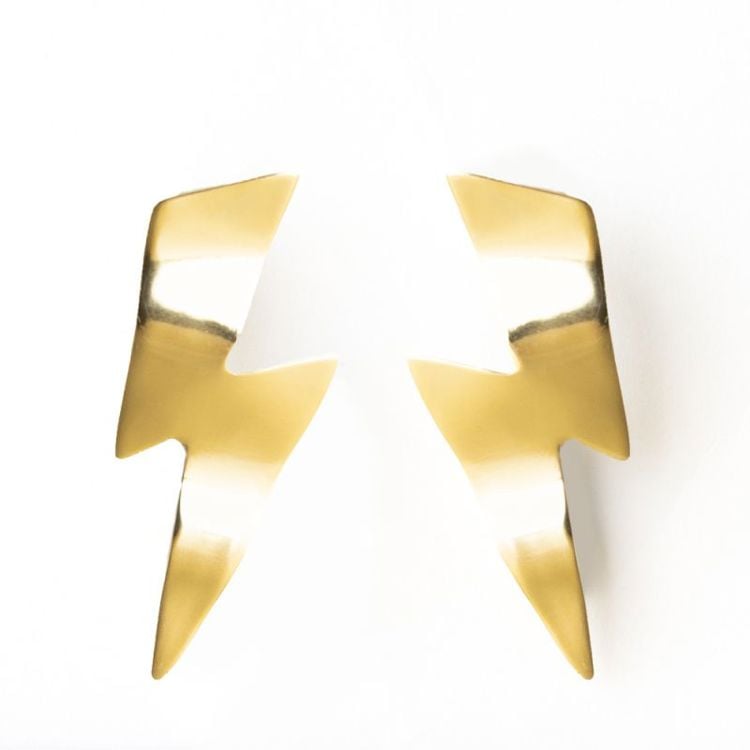 Rebecca lightening bolt wavey earring brass | Simblist Group